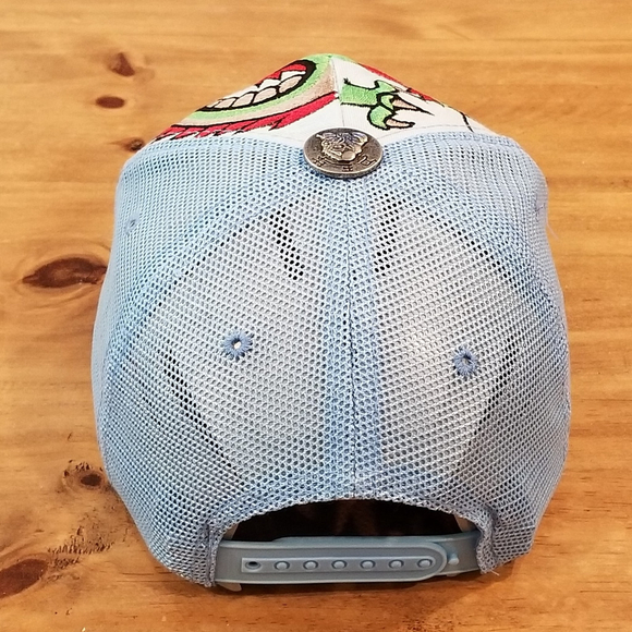 Ed Hardy Hat Cap Snapback Blue Tattoo Skull Dragon Logo Mesh Back Trucker - Picture 4 of 12